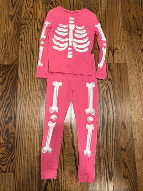 Komar Kids Pink Skeleton Pajama Set with Glow In The Dark Bone Print